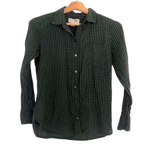 Old Navy Classic Button-Up Green Gingham Shirt